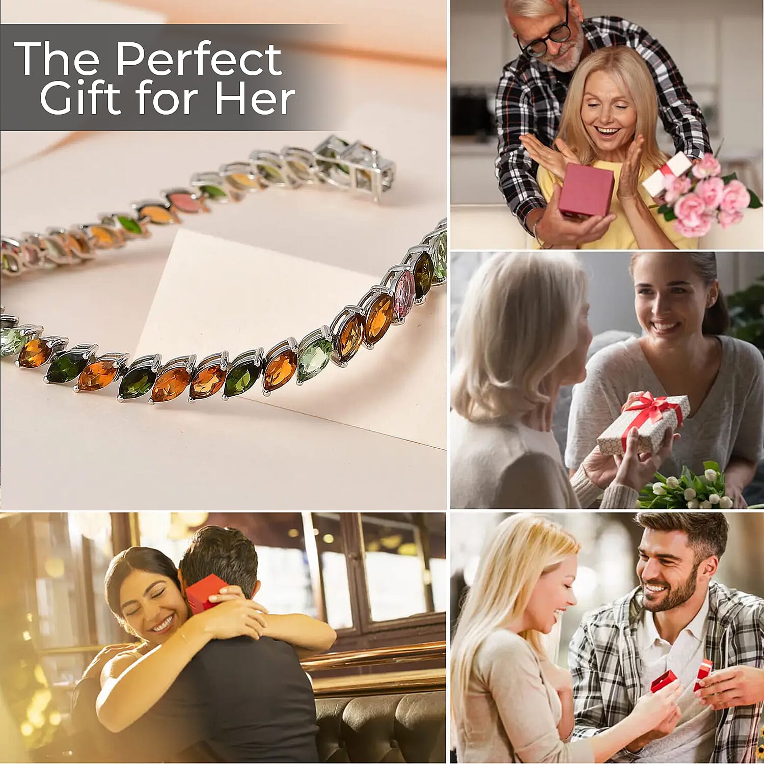 D'Joy Multi-Tourmaline 13.00 ctw Tennis Bracelet, Platinum Over Sterling Silver Bracelet, Colorful Bracelet For Women (7.25 In)