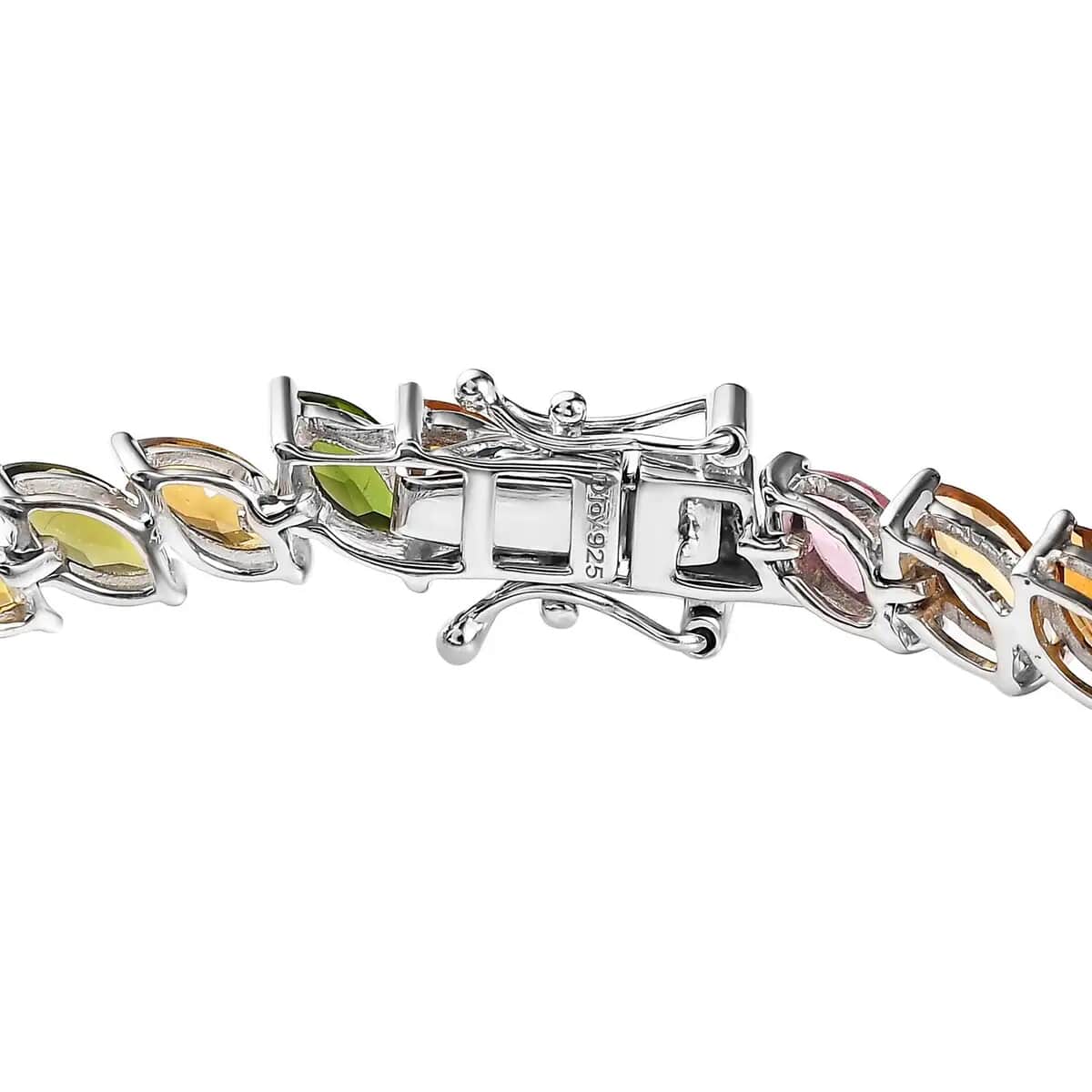 Multi-Tourmaline Tennis Bracelet, Platinum Over Sterling Silver Bracelet, Colorful Bracelet For Women (7.25 In) 13.00 ctw image number 4