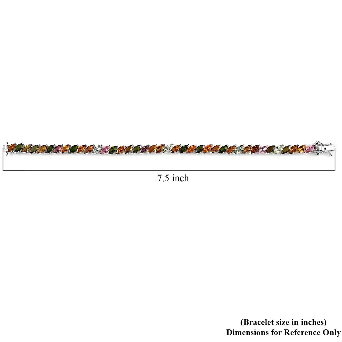 D'Joy Multi-Tourmaline 13.00 ctw Tennis Bracelet, Platinum Over Sterling Silver Bracelet, Colorful Bracelet For Women (7.25 In)