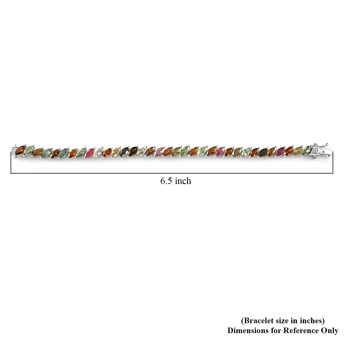 Multi-Tourmaline 12.50 ctw Tennis Bracelet, Platinum Over Sterling Silver Bracelet, Colorful Bracelet For Women (6.50 In) image number 6