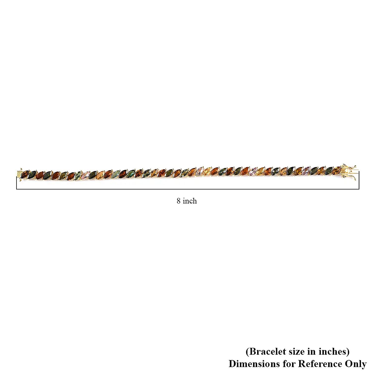 Multi-Tourmaline 13.90 ctw Tennis Bracelet,  Vermeil Yellow Gold Over Sterling Silver Bracelet, Colorful Bracelet For Women (8.00 In) image number 6