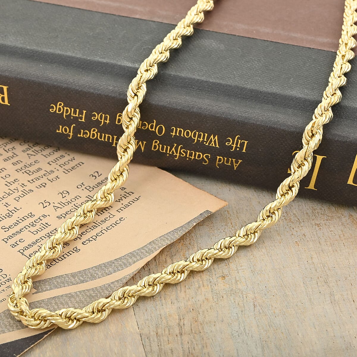 14K Yellow Gold 5mm Rope Chain Necklace 24 Inches 12.10 Grams image number 1