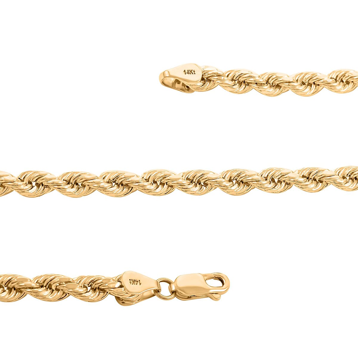 14K Yellow Gold 5mm Rope Chain Necklace 24 Inches 12.10 Grams image number 2