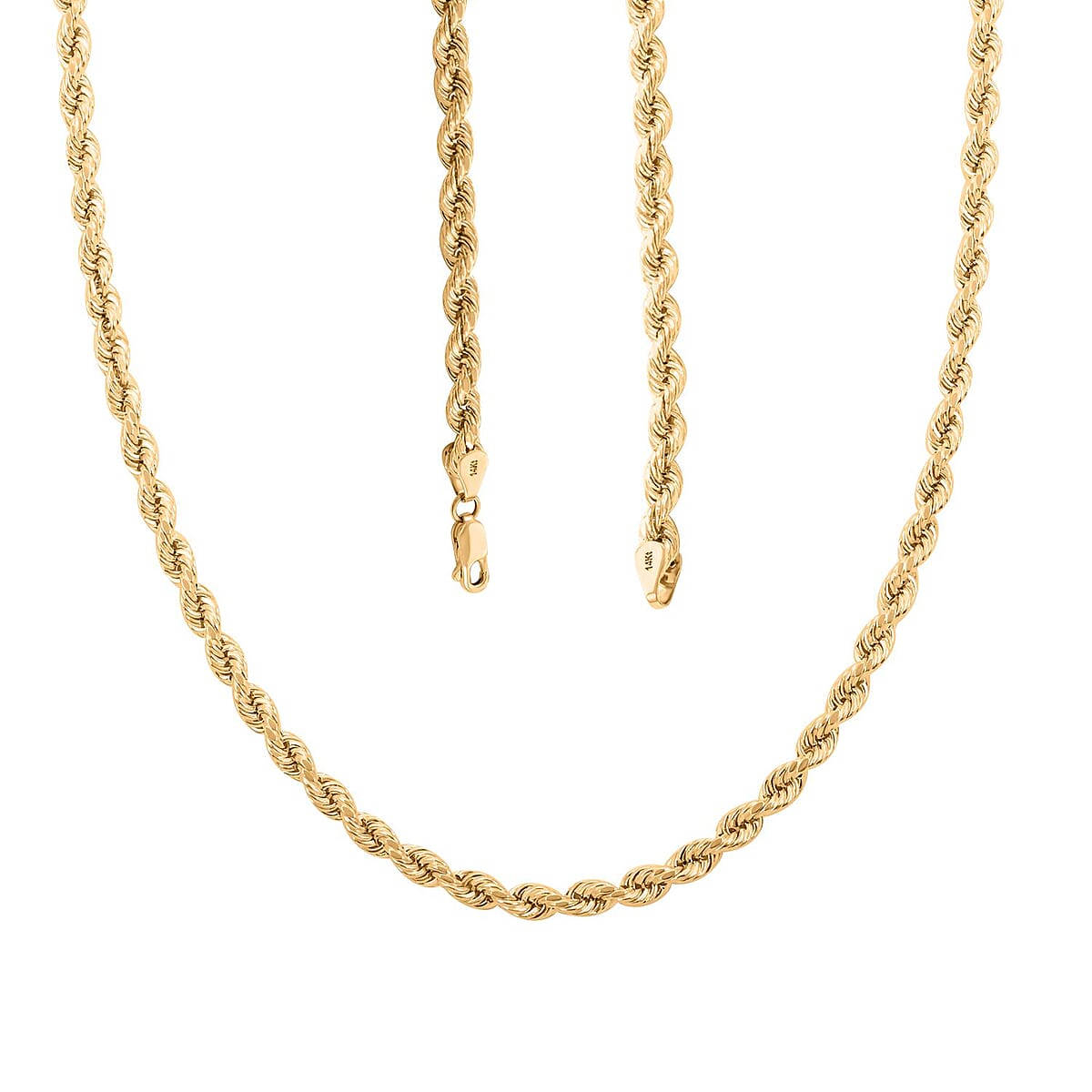 14K Yellow Gold 5mm Rope Chain Necklace 24 Inches 12.10 Grams image number 3