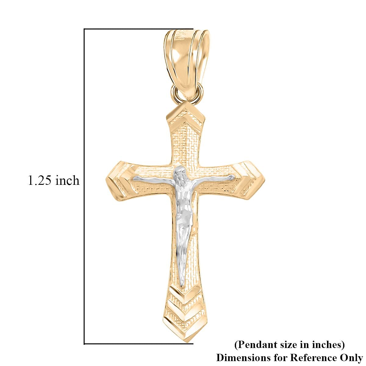 Made in USA 10K Yellow and White Gold Crucifix Pendant without Chain 0.90 Grams