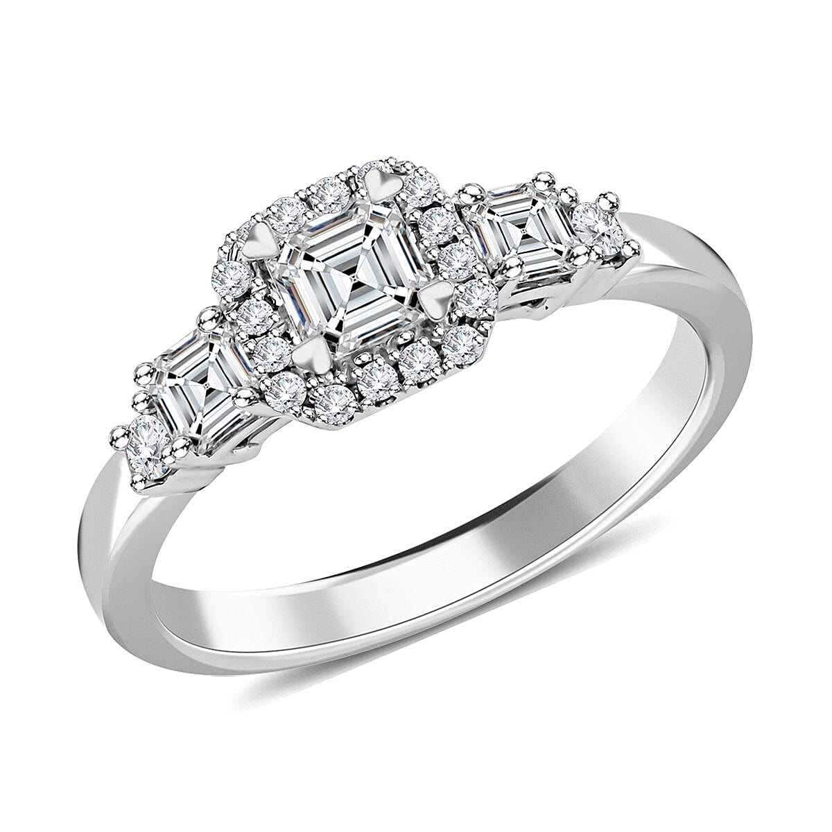 Modani 950 Platinum Diamond E-F VS Ring (Size 10.0) 5.25 Grams 0.90 ctw