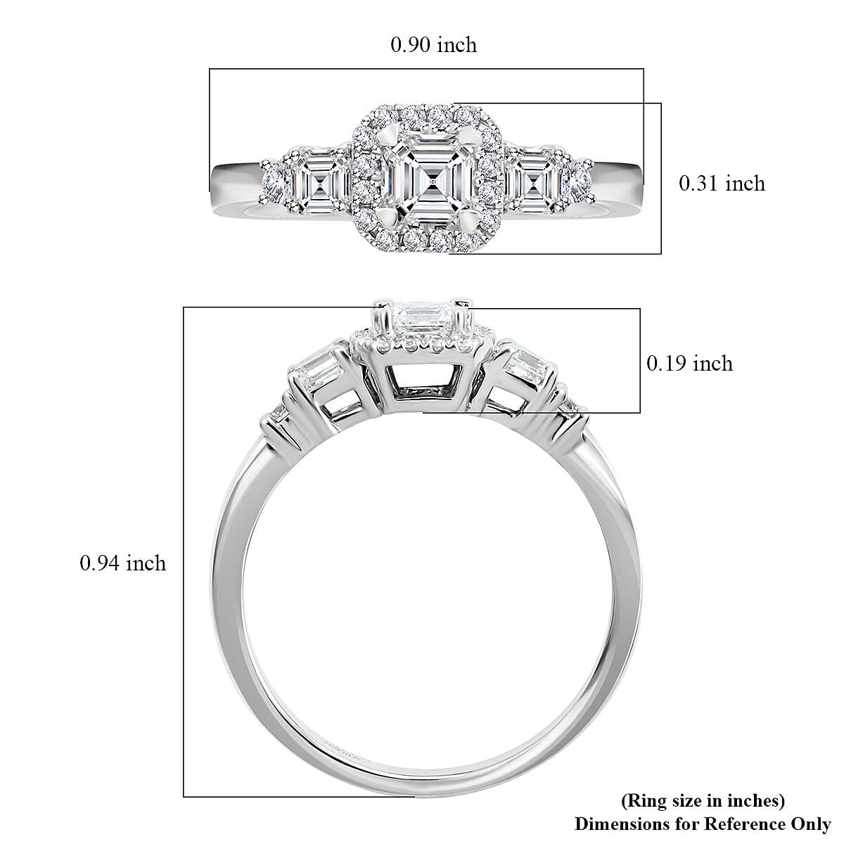 Modani 950 Platinum Diamond E-F VS Ring (Size 10.0) 5.25 Grams 0.90 ctw