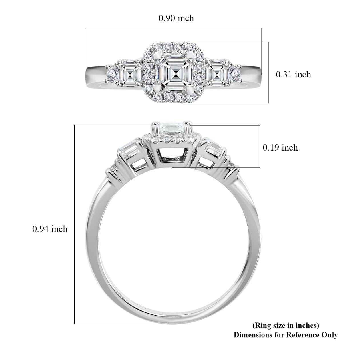 Modani 950 Platinum Asscher Diamond F VS1 Ring (Size 6.0) 5.25 Grams 0.90 ctw image number 4