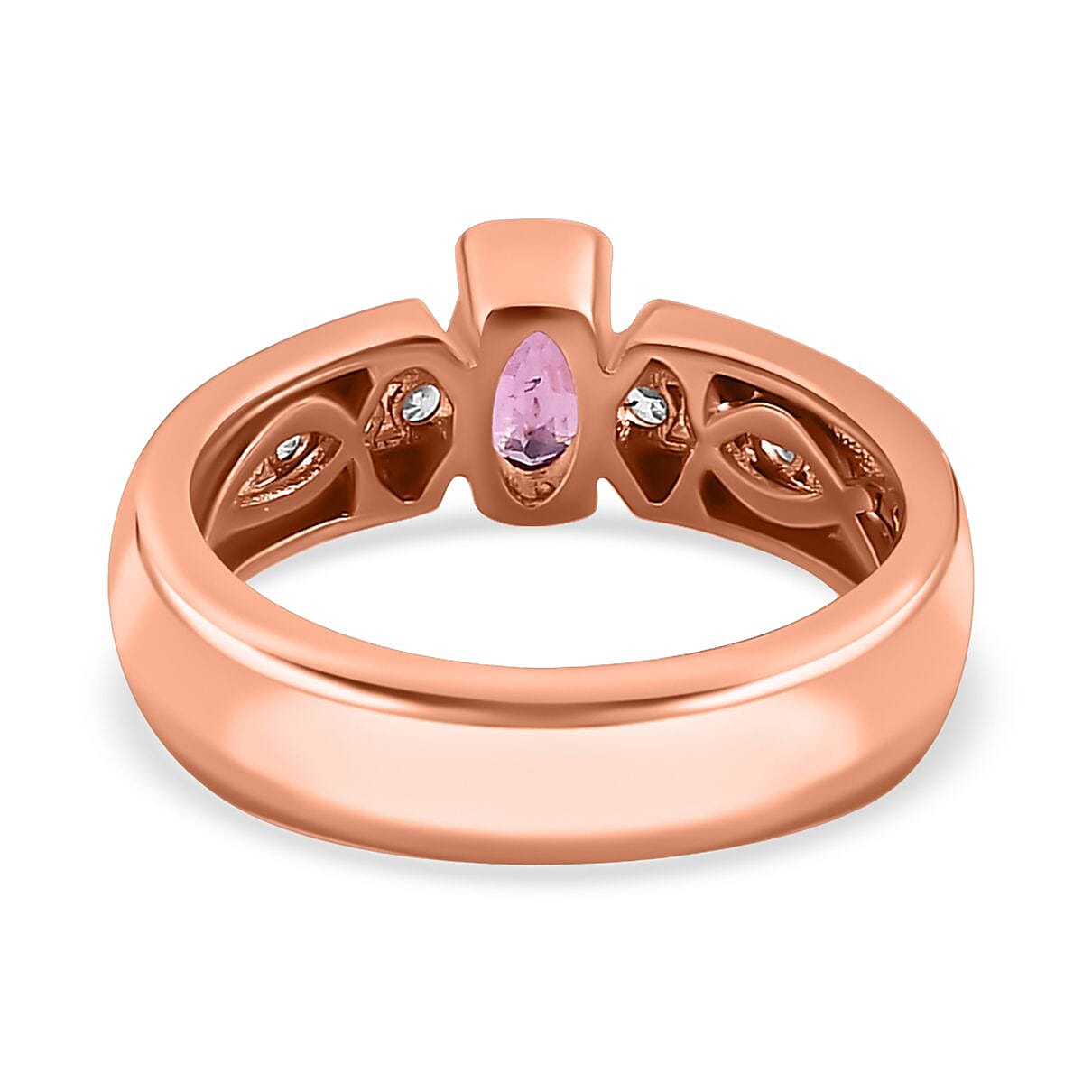 Purple Spinel and White Zircon 1.00 ctw Ring in 18K Vermeil Rose Gold Over Sterling Silver (Size 8.0)