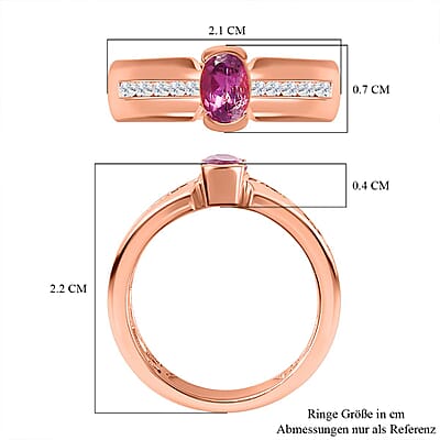 Purple Spinel and White Zircon 1.00 ctw Ring in 18K Vermeil Rose Gold Over Sterling Silver (Size 8.0)