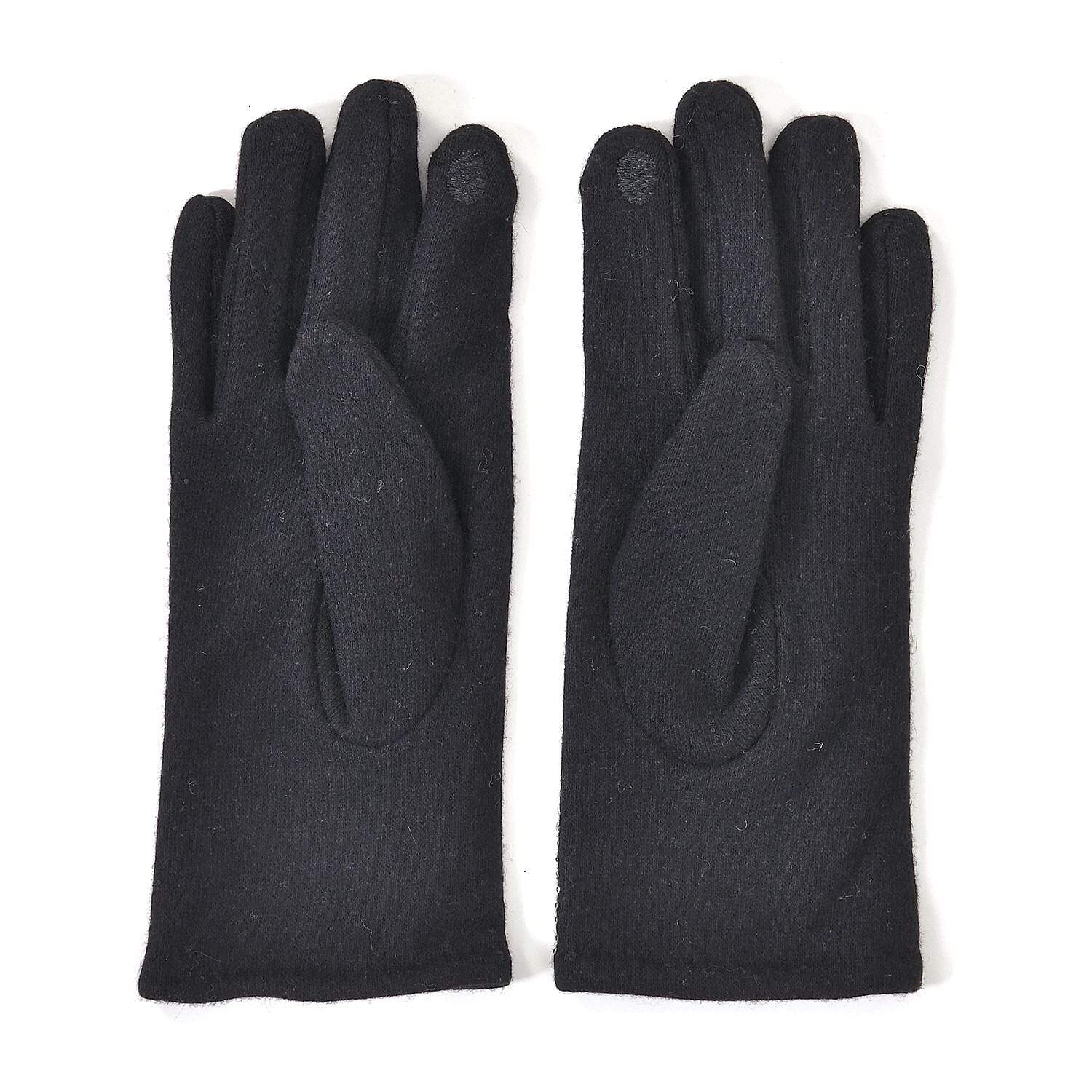 Black 70% Wool and 30% Polyester Gloves with Touch Screen Function