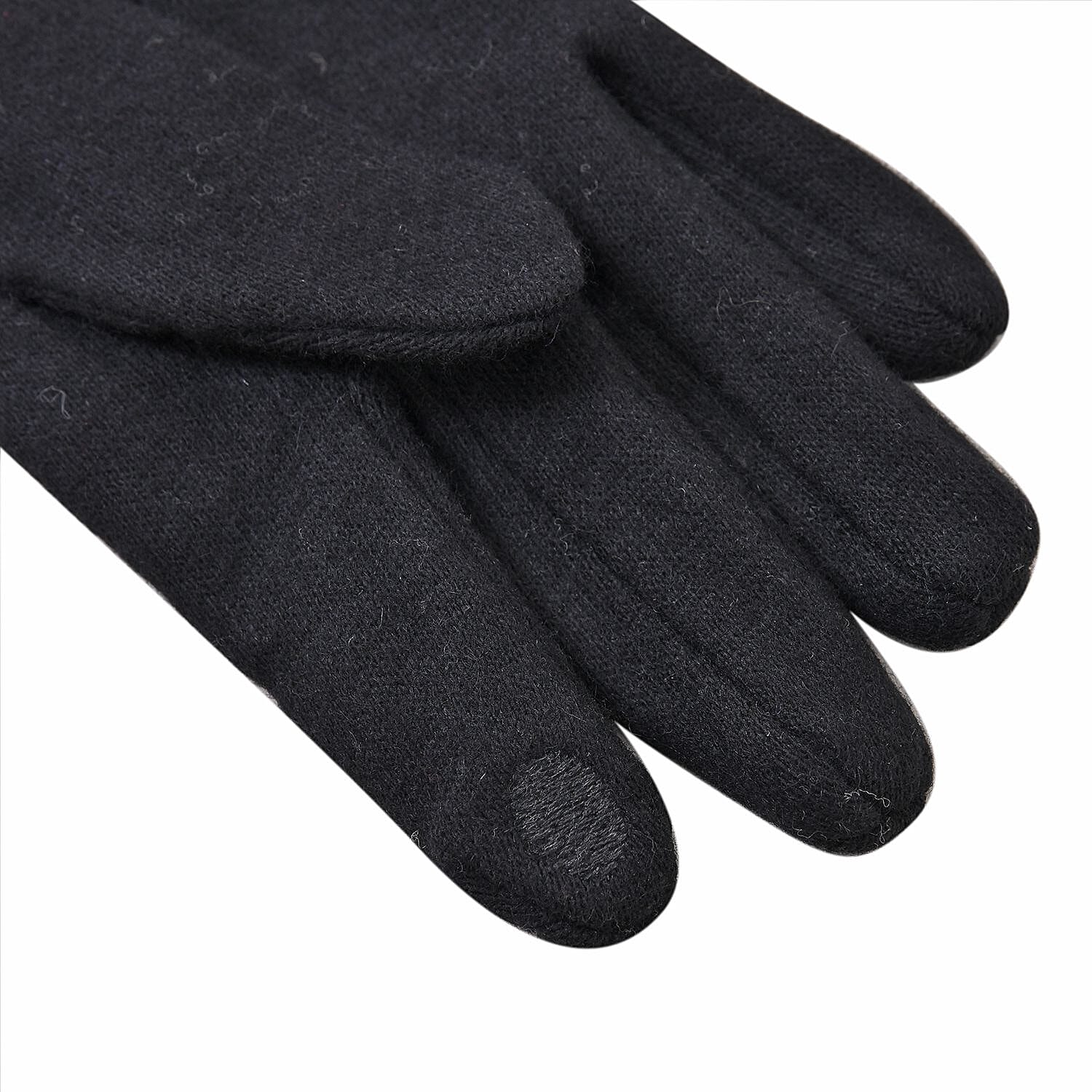 Black 70% Wool and 30% Polyester Gloves with Touch Screen Function