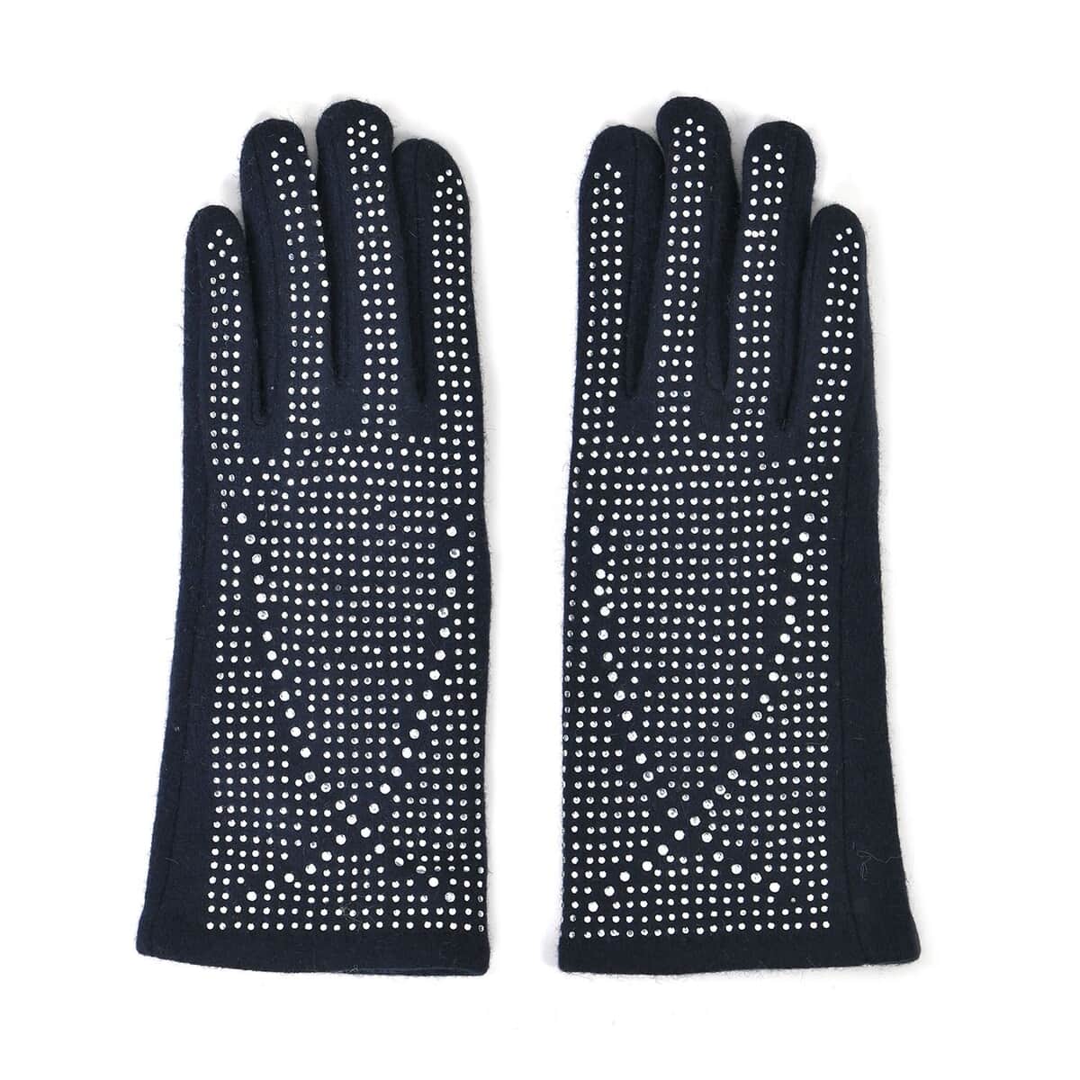 Navy Blue 70% Cashmere Wool and 30% Polyester Gloves with Touch Screen Function image number 0