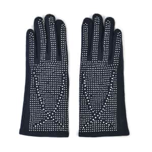 Navy Blue 70% Cashmere Wool and 30% Polyester Gloves with Touch Screen Function