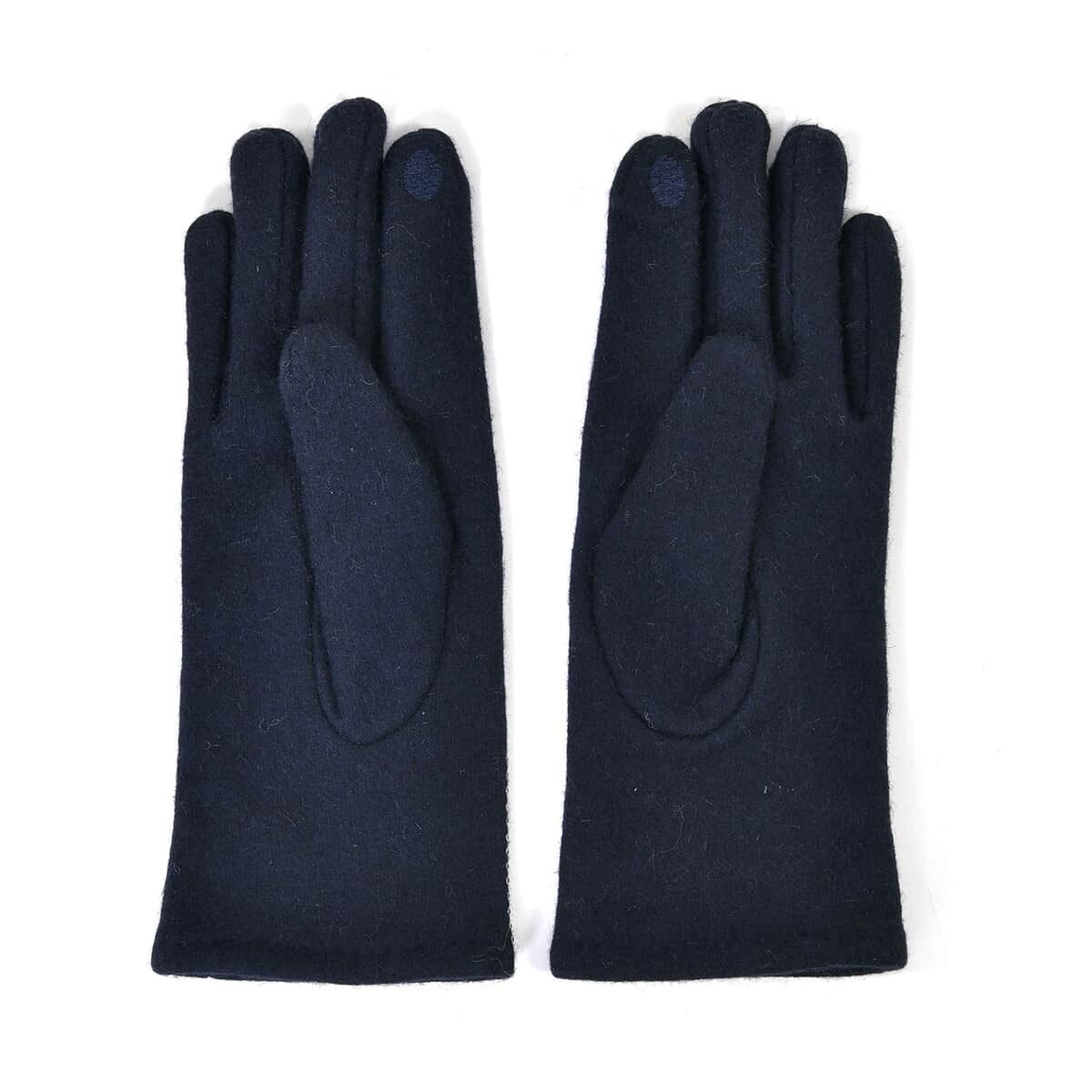 Navy Blue 70% Cashmere Wool and 30% Polyester Gloves with Touch Screen Function image number 3