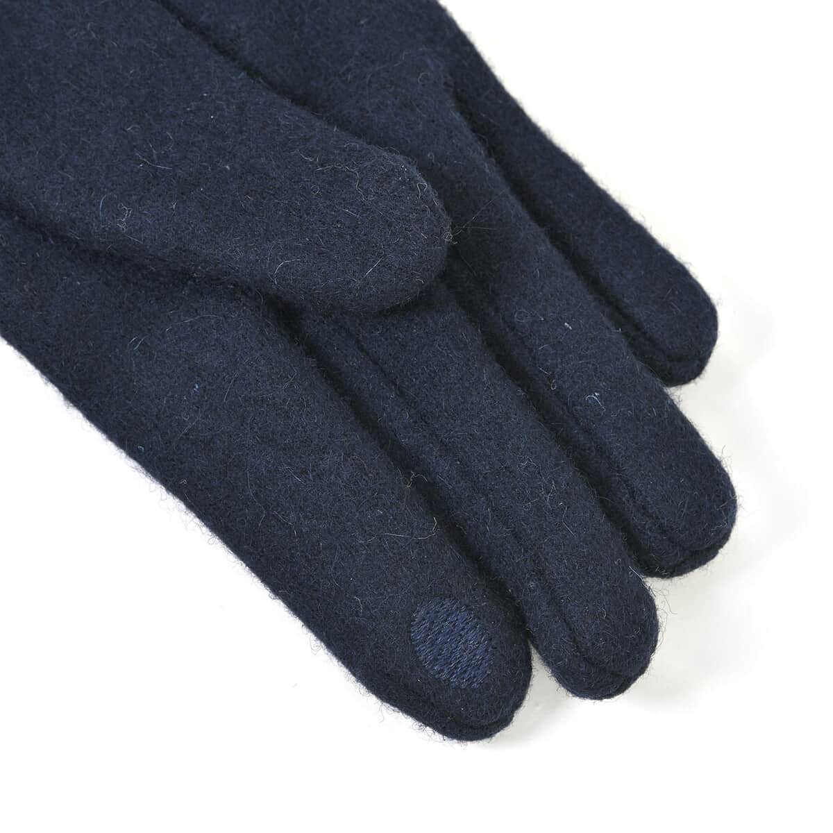 Navy Blue 70% Cashmere Wool and 30% Polyester Gloves with Touch Screen Function image number 4