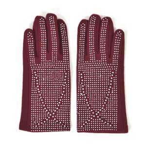 Wine Red 70% Wool and 30% Polyester Gloves with Touch Screen Function