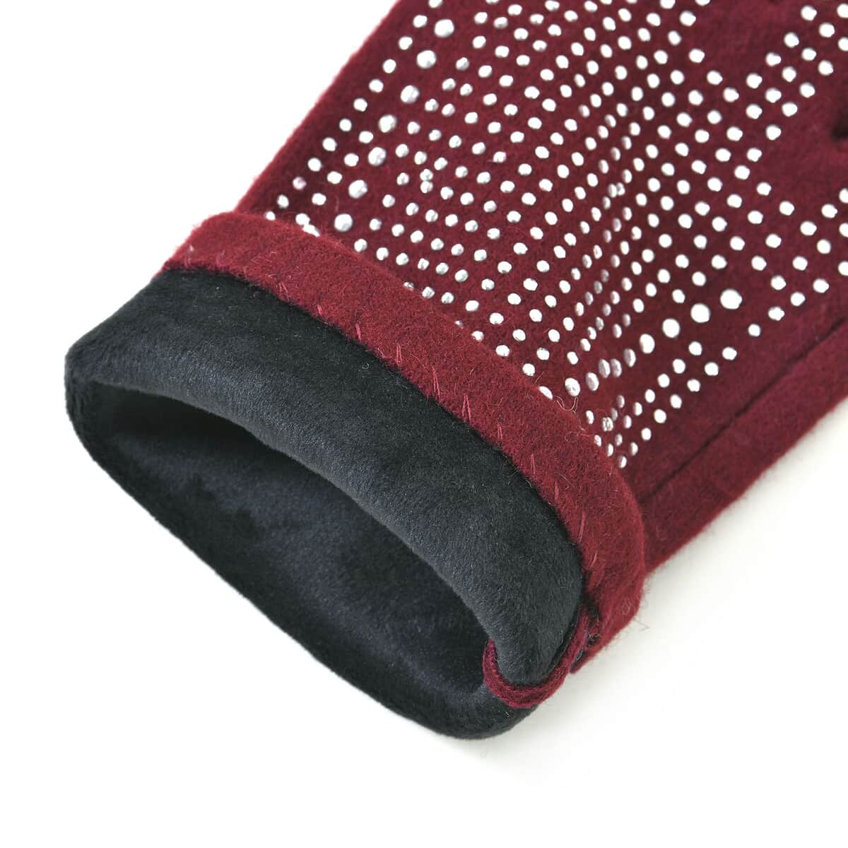 Wine Red 70% Wool and 30% Polyester Gloves with Touch Screen Function image number 5