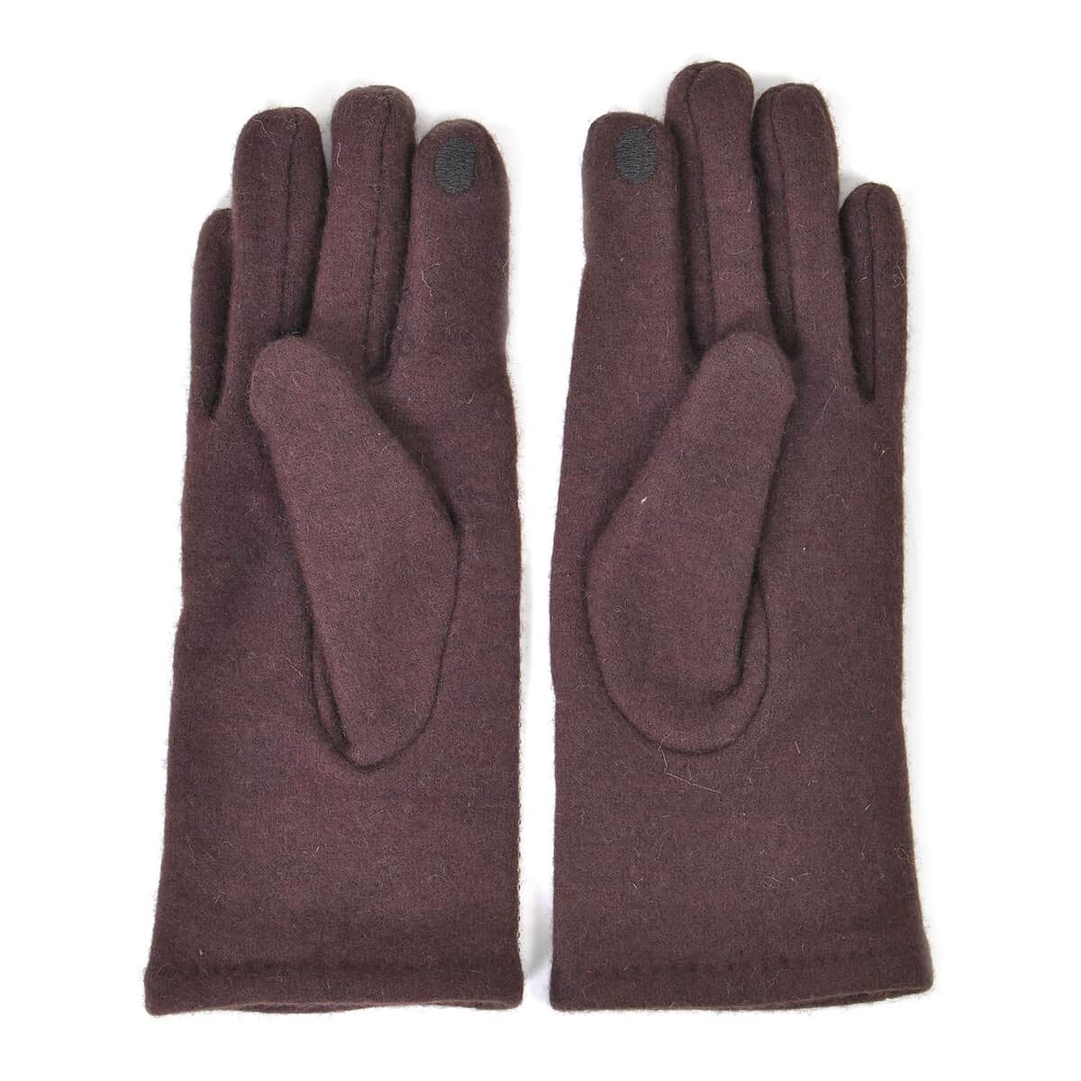 Dark Brown 70% Wool and 30% Polyester Gloves with Touch Screen Function image number 3