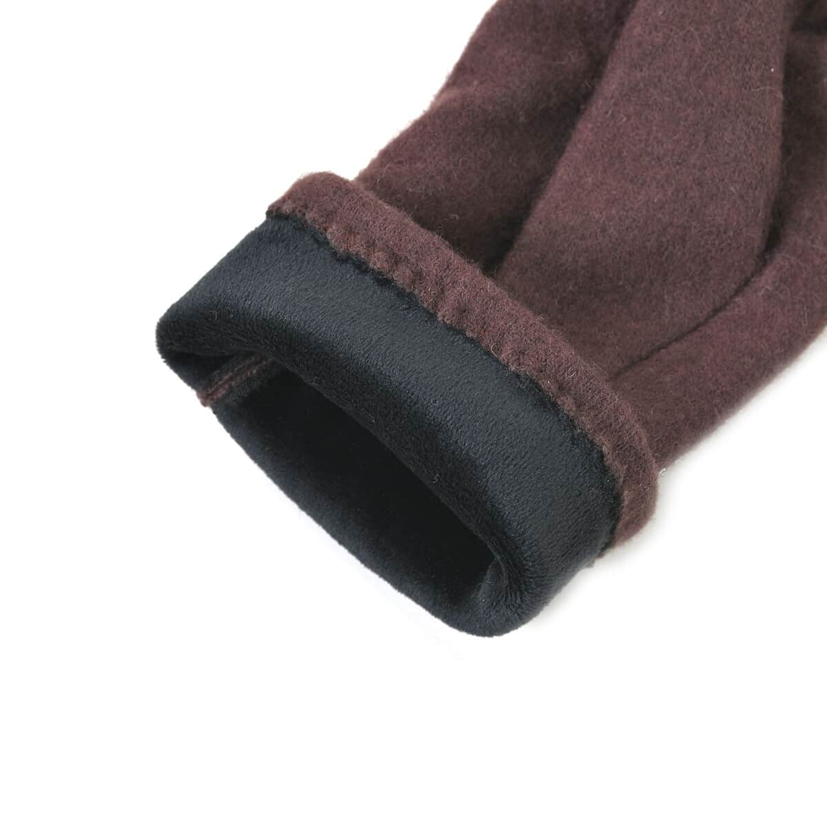 Dark Brown 70% Wool and 30% Polyester Gloves with Touch Screen Function image number 5