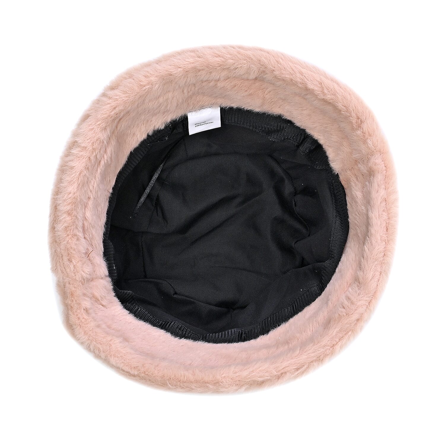 Set of 2 Beige and Chevron Solid Faux Fur Bucket Hats