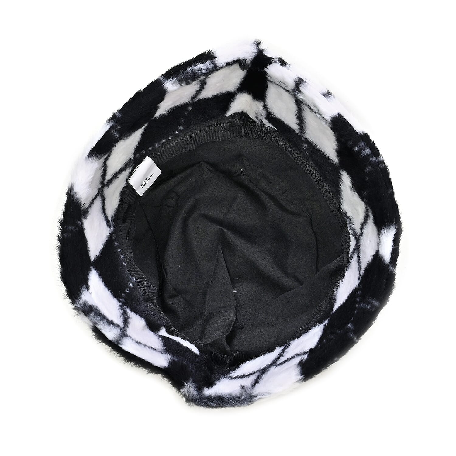 Set of 2 Beige and Chevron Solid Faux Fur Bucket Hats