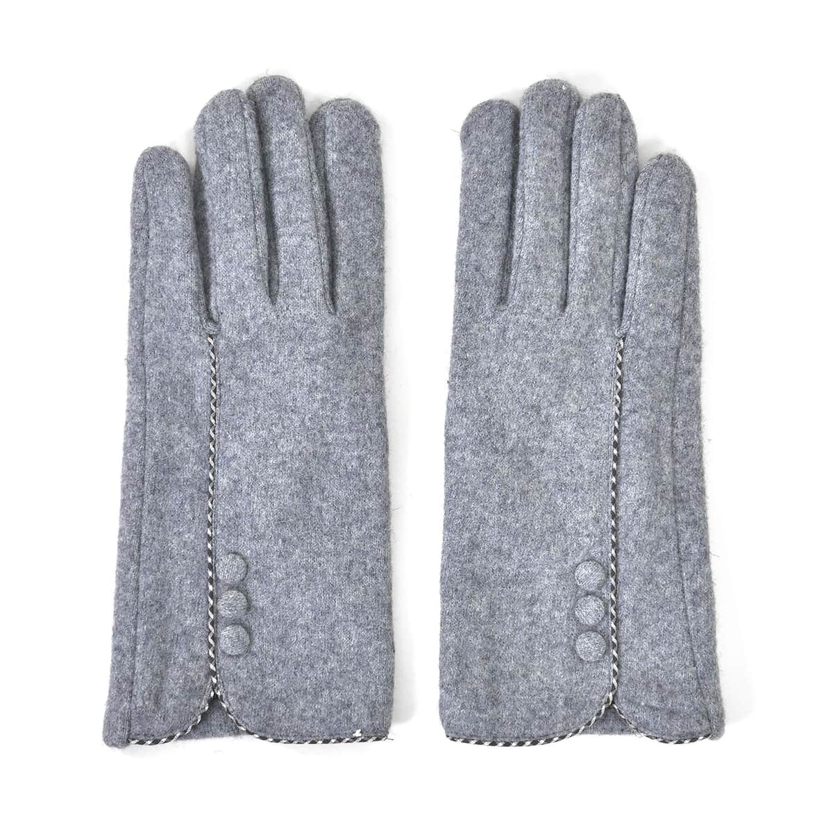 Gray 70% Cashmere Wool and 30% Polyster Gloves with Touch Screen Function (9"x3.93") image number 0