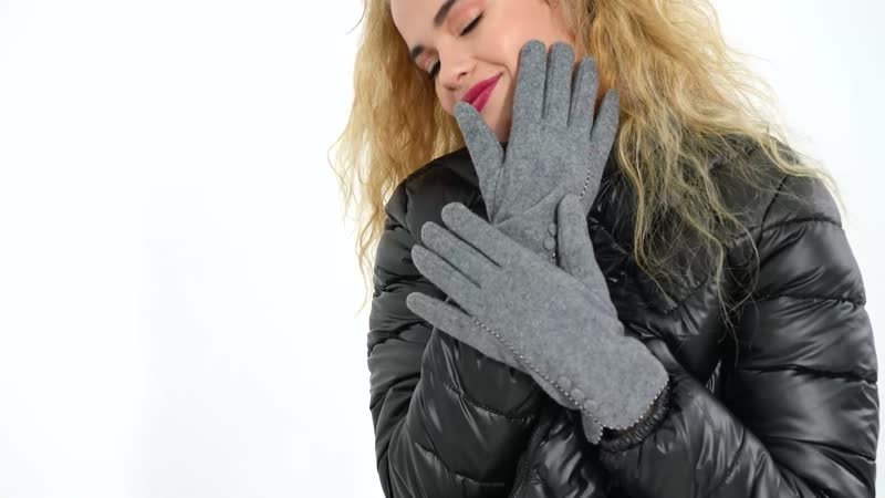 Gray 70% Cashmere Wool and 30% Polyster Gloves with Touch Screen Function (9"x3.93")