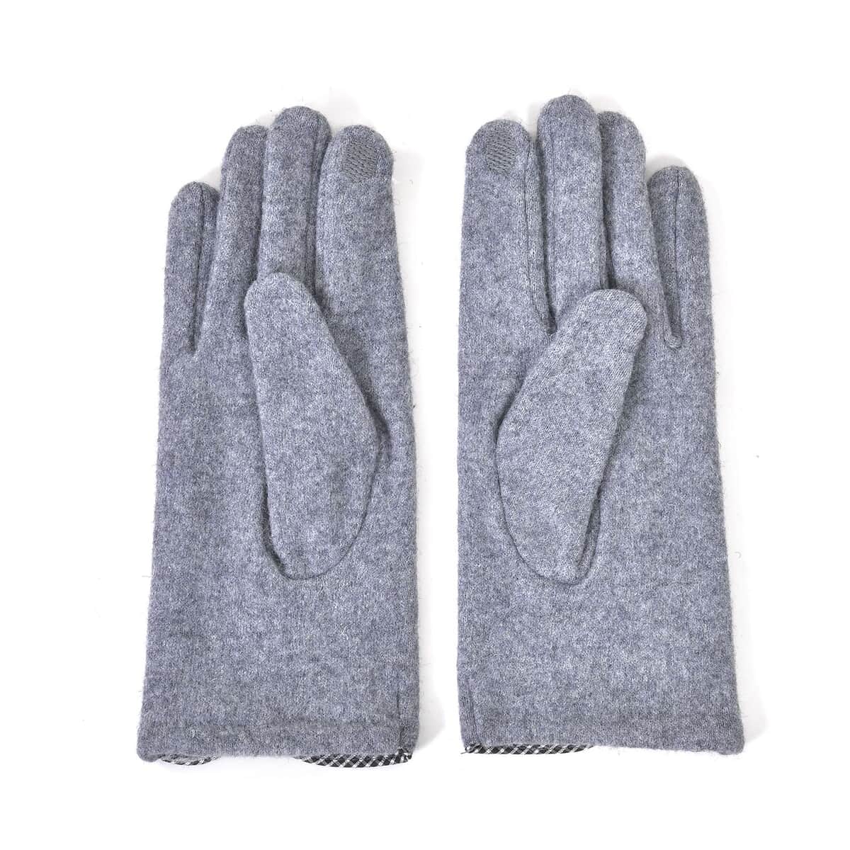 Gray 70% Cashmere Wool and 30% Polyster Gloves with Touch Screen Function (9"x3.93") image number 3