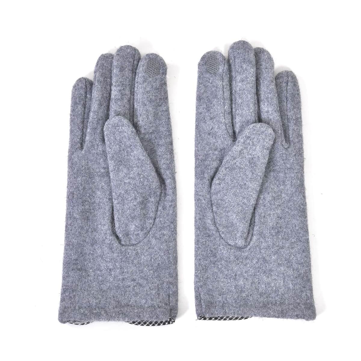 Gray 70% Cashmere Wool and 30% Polyster Gloves with Touch Screen Function image number 3