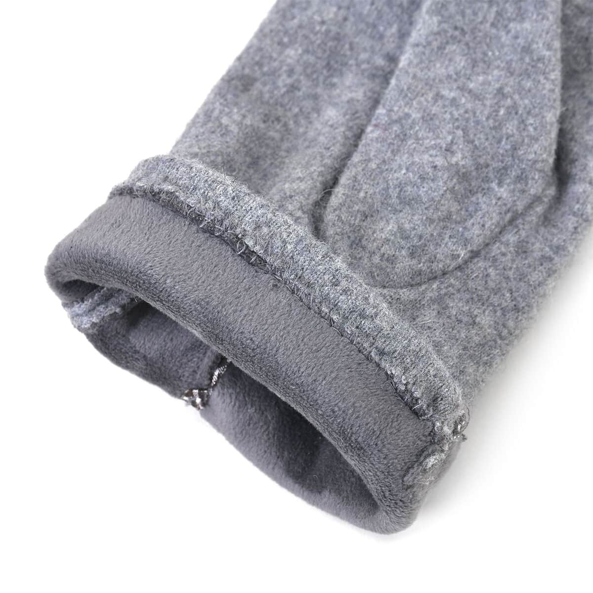 Gray 70% Cashmere Wool and 30% Polyster Gloves with Touch Screen Function (9"x3.93") image number 5