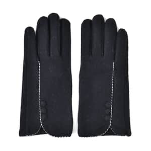 Black 70% Cashmere Wool and 30% Polyster Gloves with Touch Screen Function