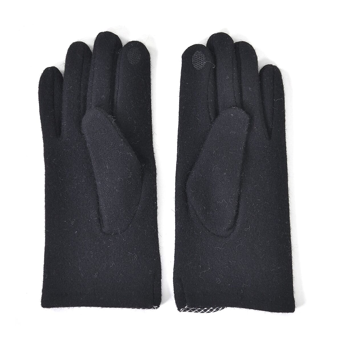 Black Cashmere Blend Gloves with Button Detail and Touch Screen Function &ndash; One Size Fits Most image number 3