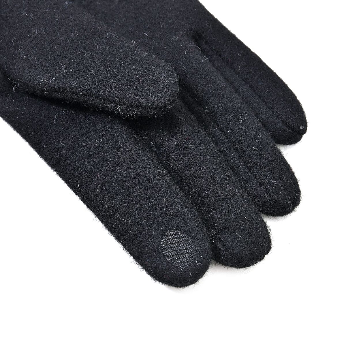 Black Cashmere Blend Gloves with Button Detail and Touch Screen Function &ndash; One Size Fits Most image number 4