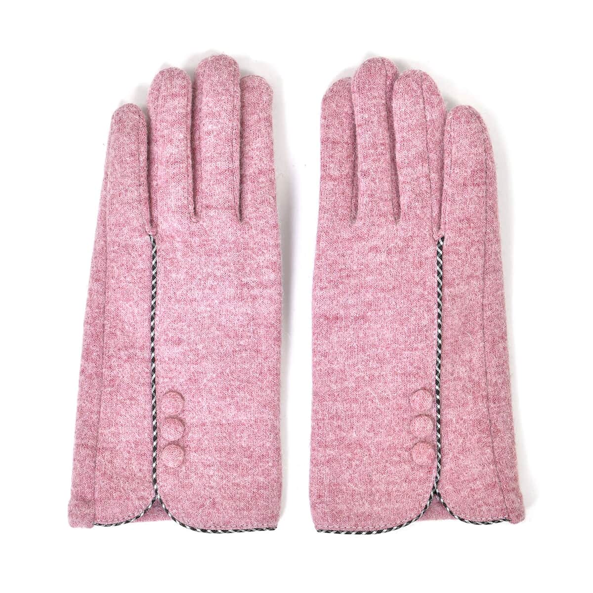 Pink 70% Cashmere Wool and 30% Polyester Gloves with Touch Screen Function image number 0