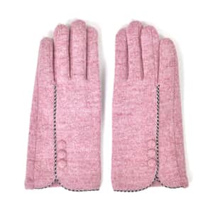 Pink 70% Cashmere Wool and 30% Polyester Gloves with Touch Screen Function