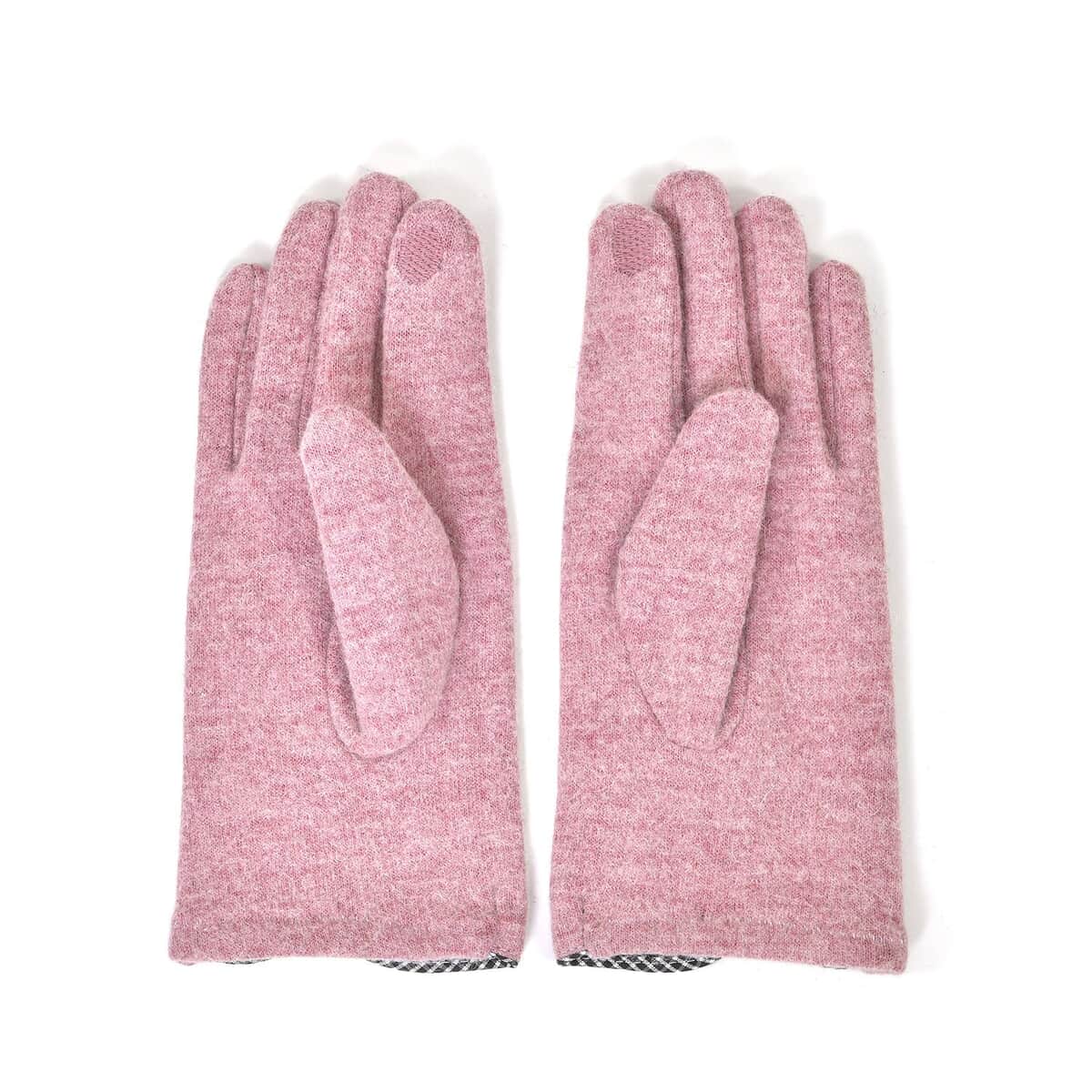 Pink 70% Cashmere Wool and 30% Polyester Gloves with Touch Screen Function image number 3