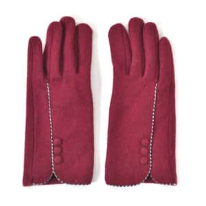 Dark Red 70% Cashmere Wool and 30% Polyster Gloves with Touch Screen Function