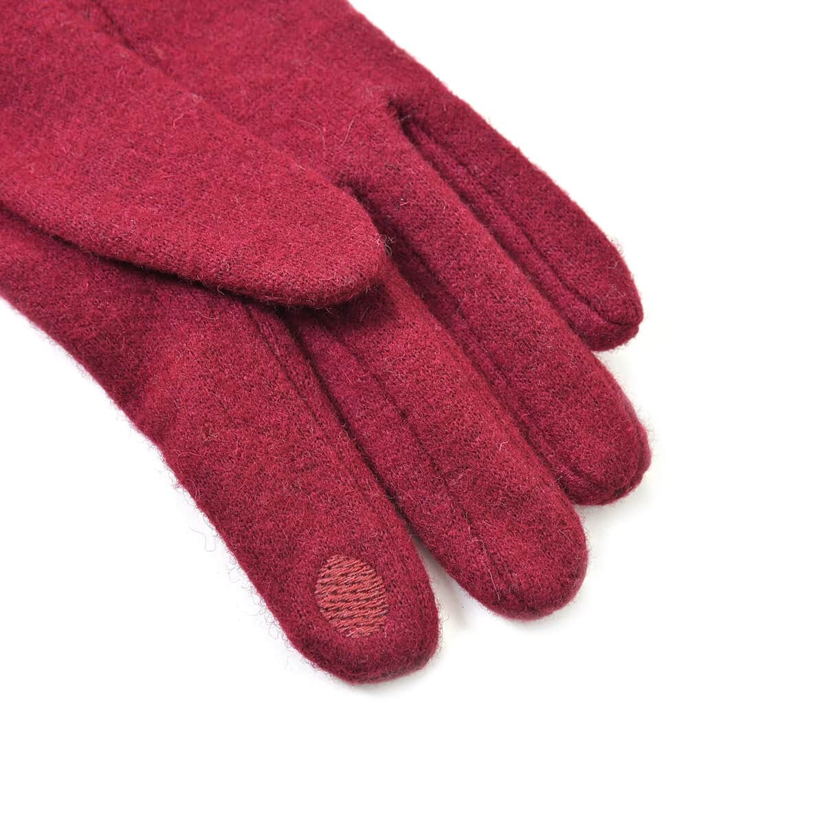 Dark Red 70% Wool and 30% Polyster Gloves with Touch Screen Function image number 4