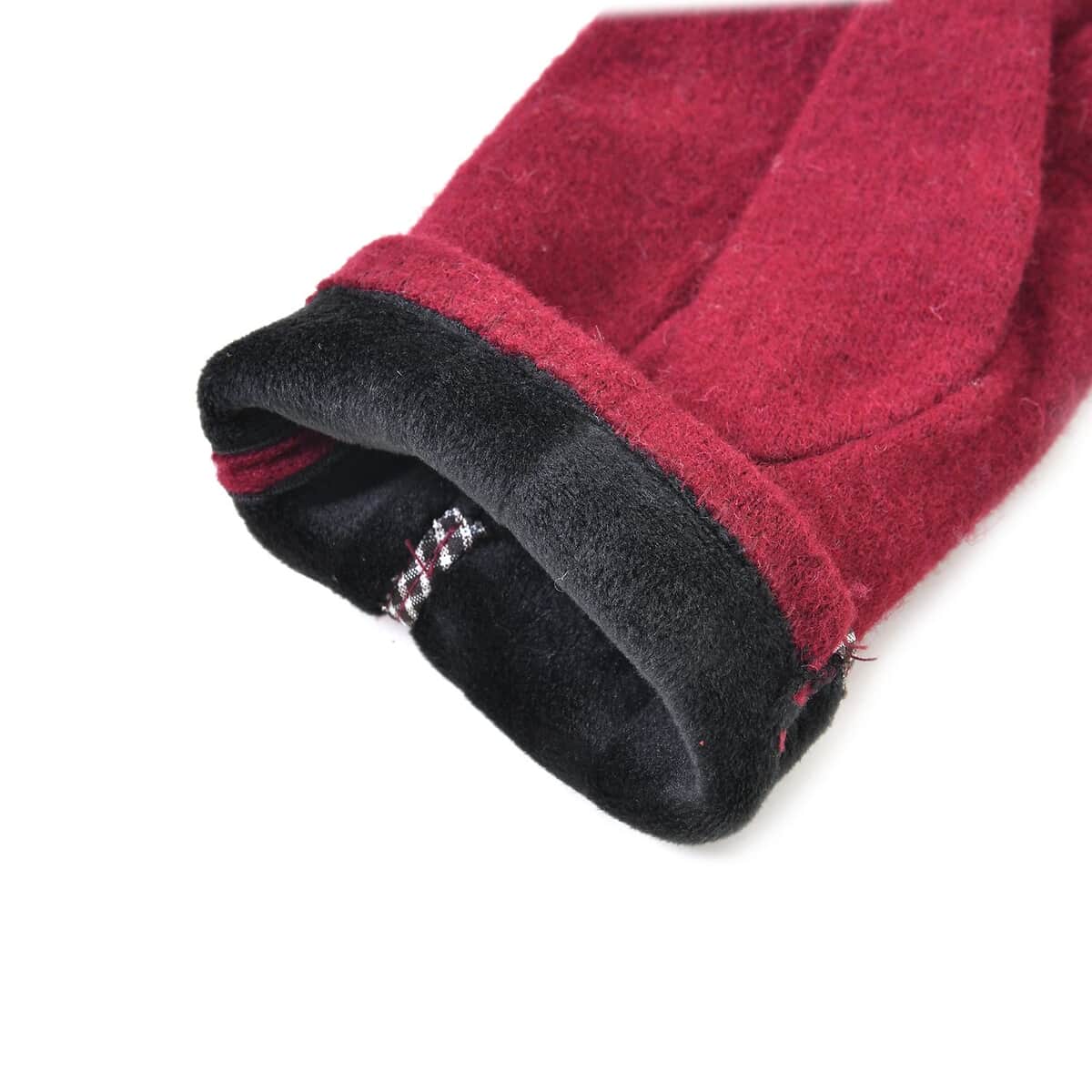 Dark Red 70% Wool and 30% Polyster Gloves with Touch Screen Function image number 5