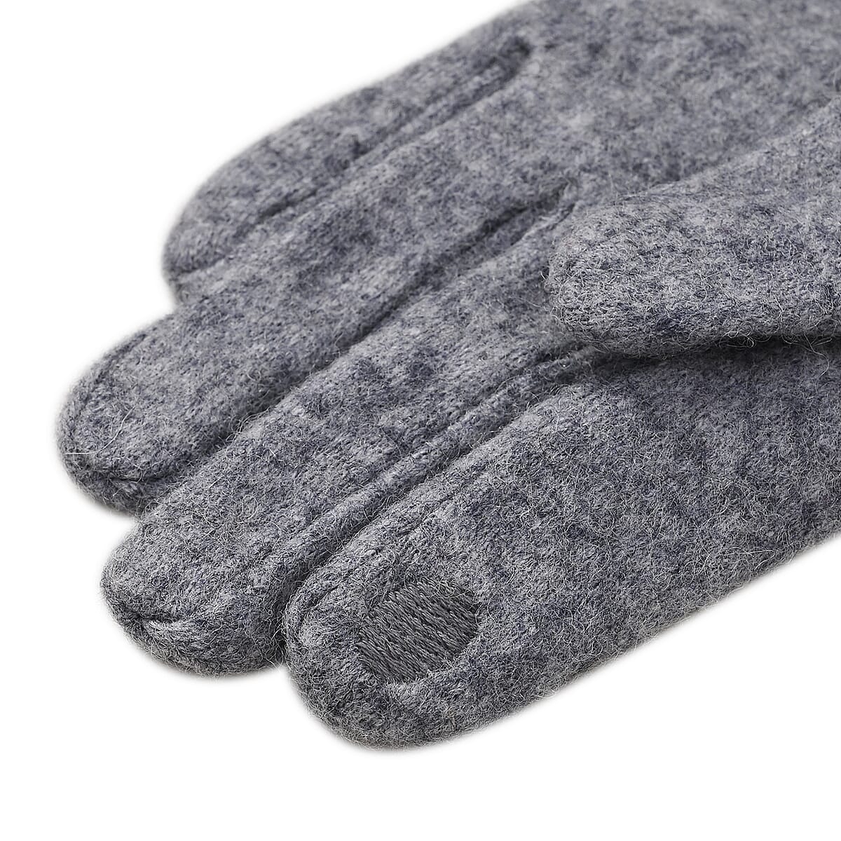 Gray Cashmere Blend Gloves with Fur Cuffs and Touch Screen Function – One Size Fits Most image number 4