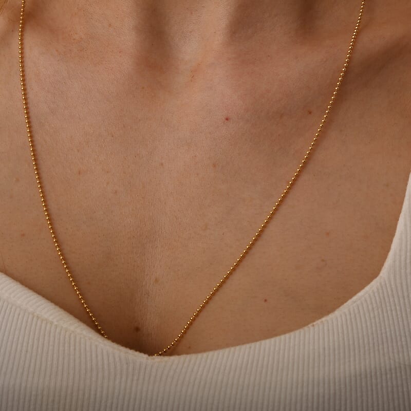 Beaded Chain Necklace in 14K YG Over Sterling Silver 4.0 Grams 24 Inches 