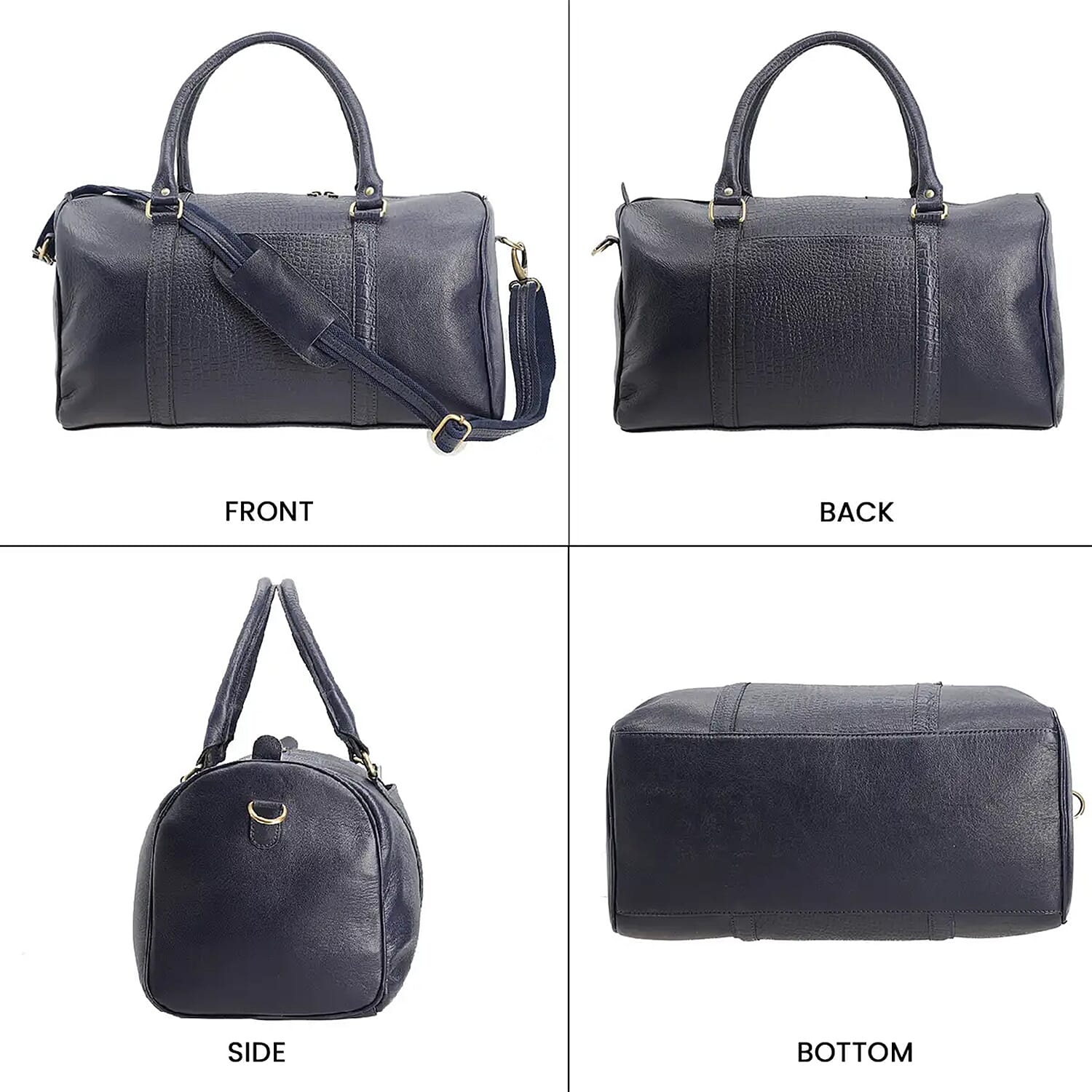 Buy Set of 2 Navy Genuine Leather Croco Embossed Luggage