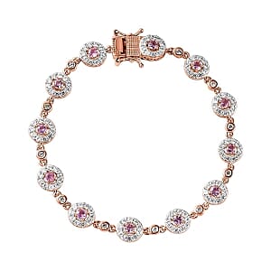 Purple Spinel and White Zircon 6.90 ctw Bracelet in Sterling Silver (7.5 In) (12.27 g)