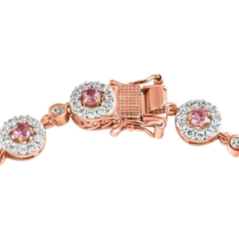 Purple Spinel and White Zircon 6.90 ctw Bracelet in Sterling Silver (7.5 In) (12.27 g)