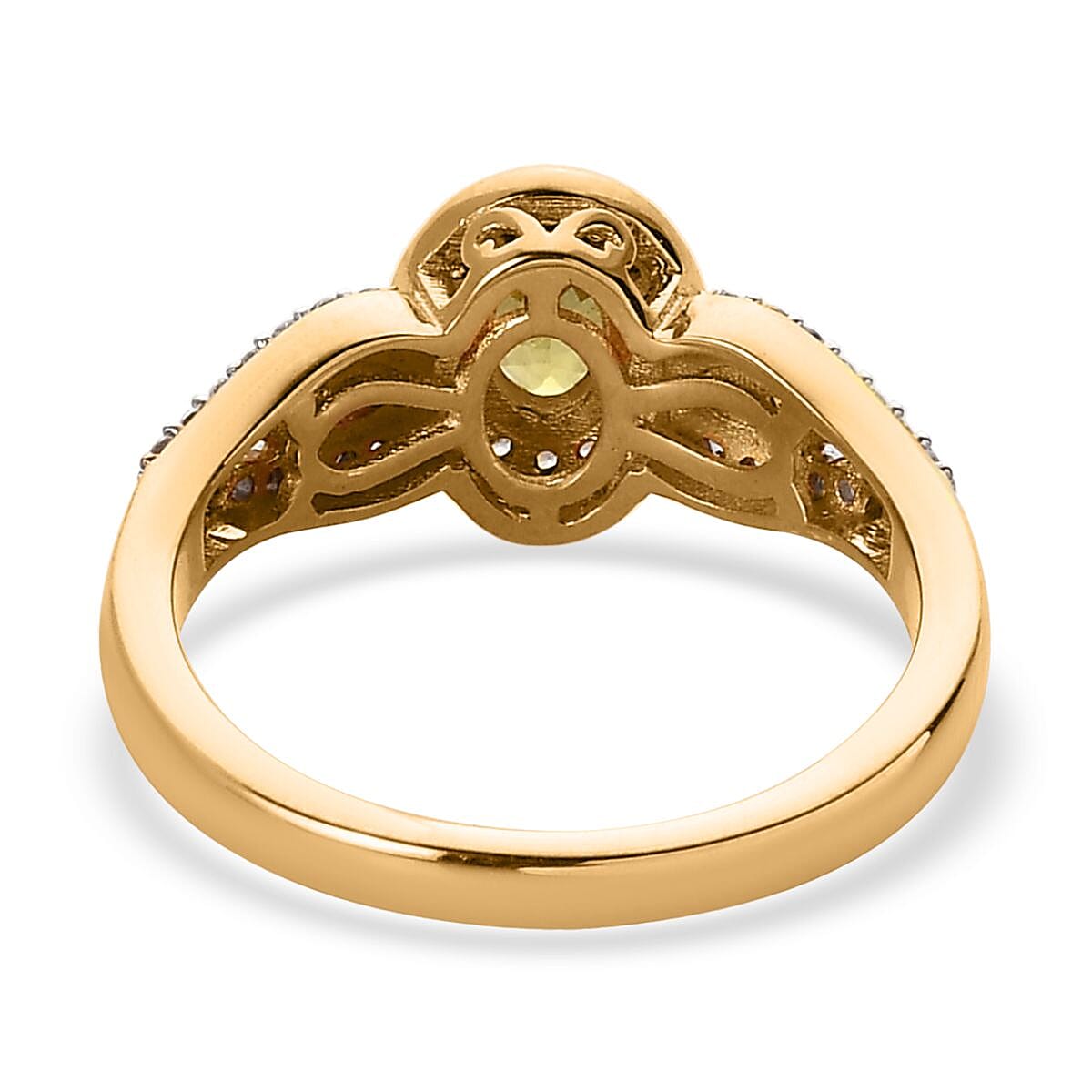 Premium Sava Sphene, Champagne and White Zircon Ring in Vermeil Yellow Gold Over Sterling Silver (Size 10.0) 1.00 ctw image number 4