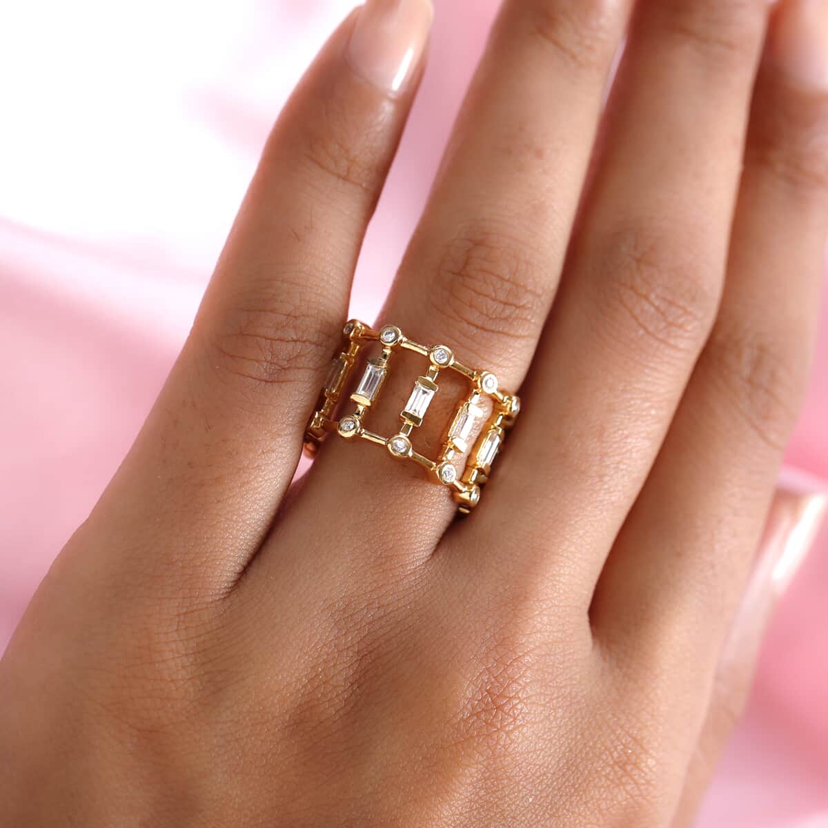 Moissanite Band Ring in Vermeil Yellow Gold Over Sterling Silver (Size 8.0) 1.50 ctw image number 2