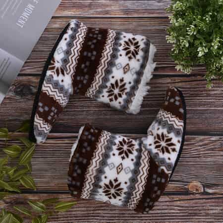 PASSAGE Set of 2 Pairs Blue, Brown color Tribal Pattern 100% Polyester Faux Fur, Sherpa Booties (Size S) image number 2