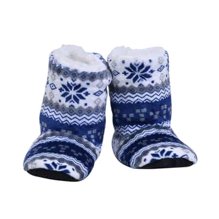 PASSAGE Set of 2 Pairs Blue, Brown color Tribal Pattern 100% Polyester Faux Fur, Sherpa Booties (Size S) image number 5