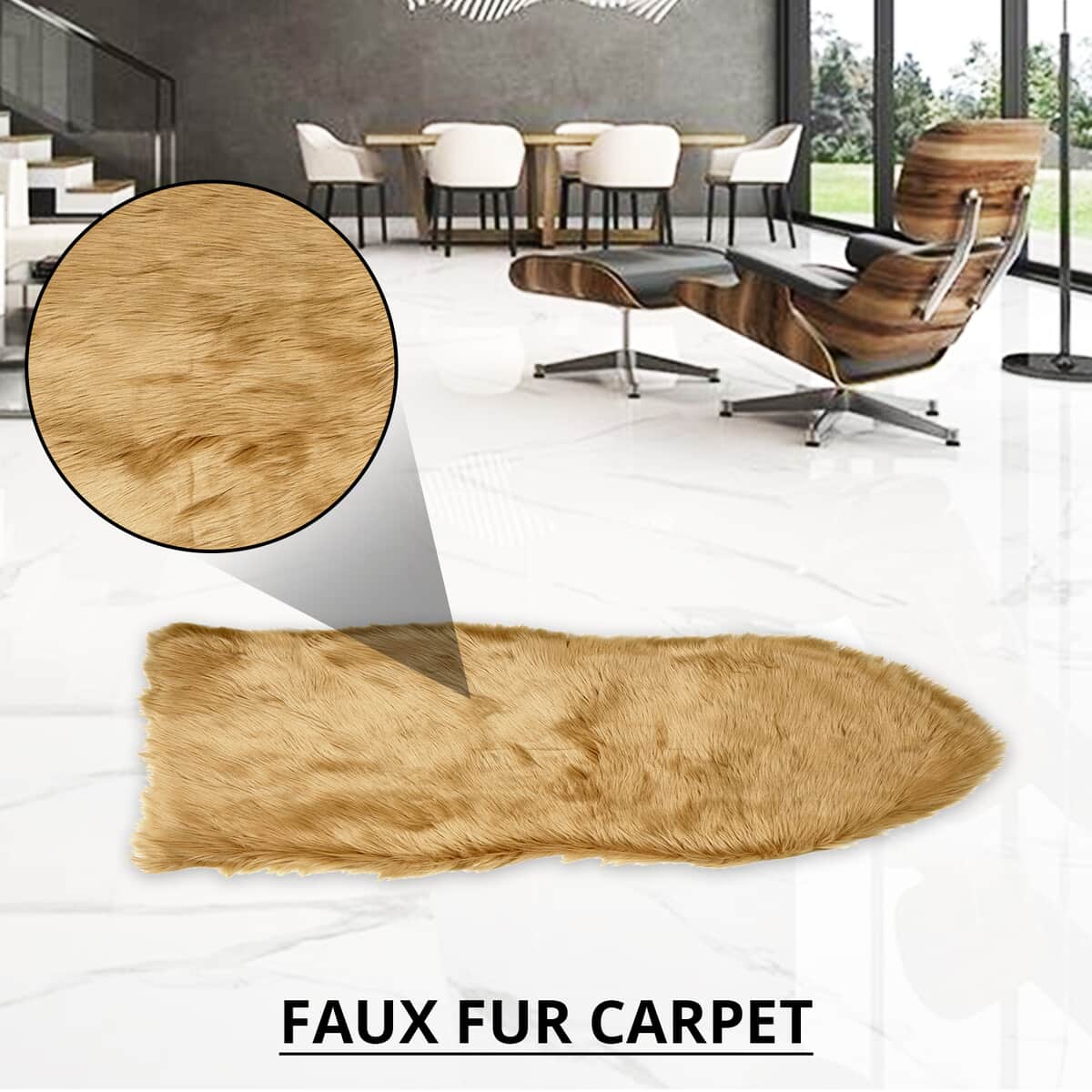 HOMESMART Brown Faux Fur Carpet (23.6"x35.4") image number 1